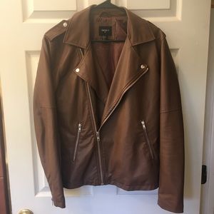 Forever 21 Men’s Brown Vegan Leather Jacket small